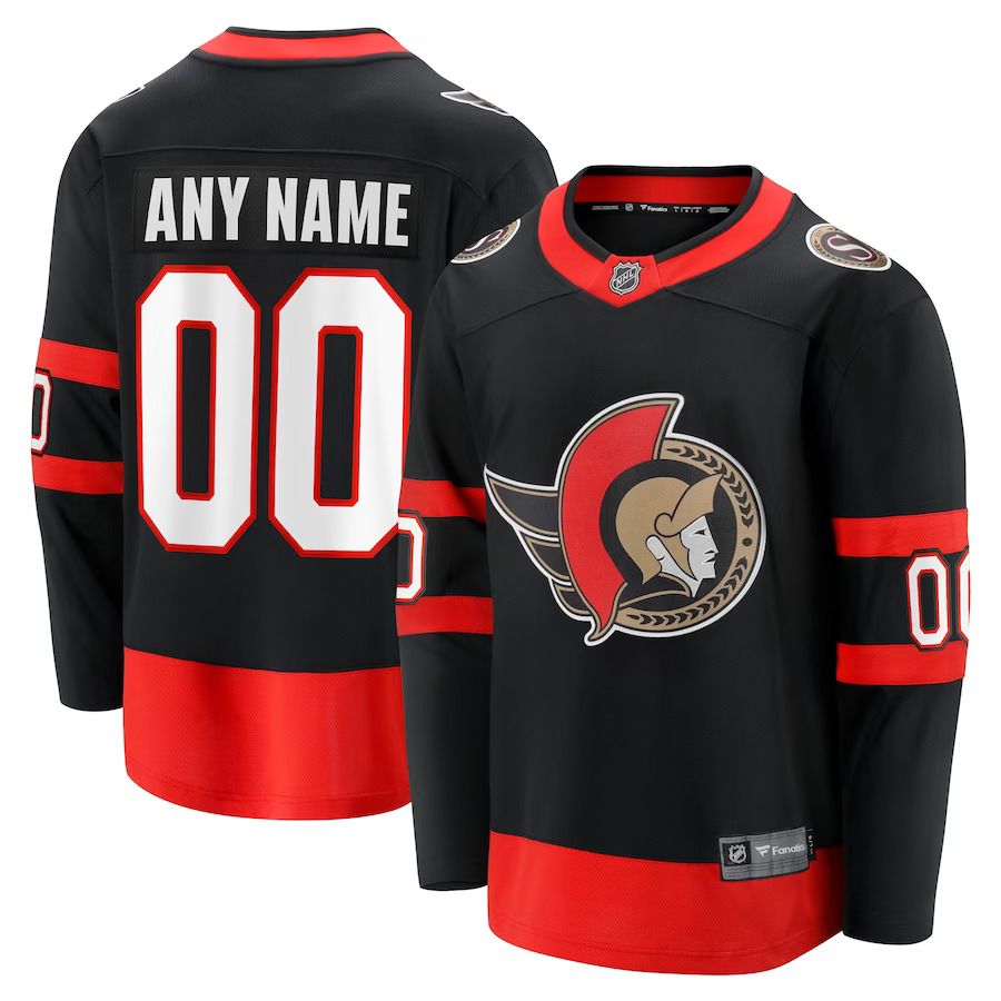 Men Ottawa Senators Fanatics Branded Black Home Custom Breakaway NHL Jersey